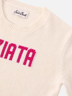 Girocollo Princess in misto cashmere con applicazione strass Viziata PRC0001 01911I MC2 SAINT BARTH 