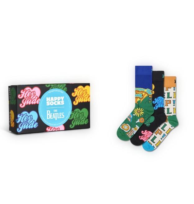 The Beatles 3-Pack Socks Gift Set P003943 BLACK HAPPY SOCKS 