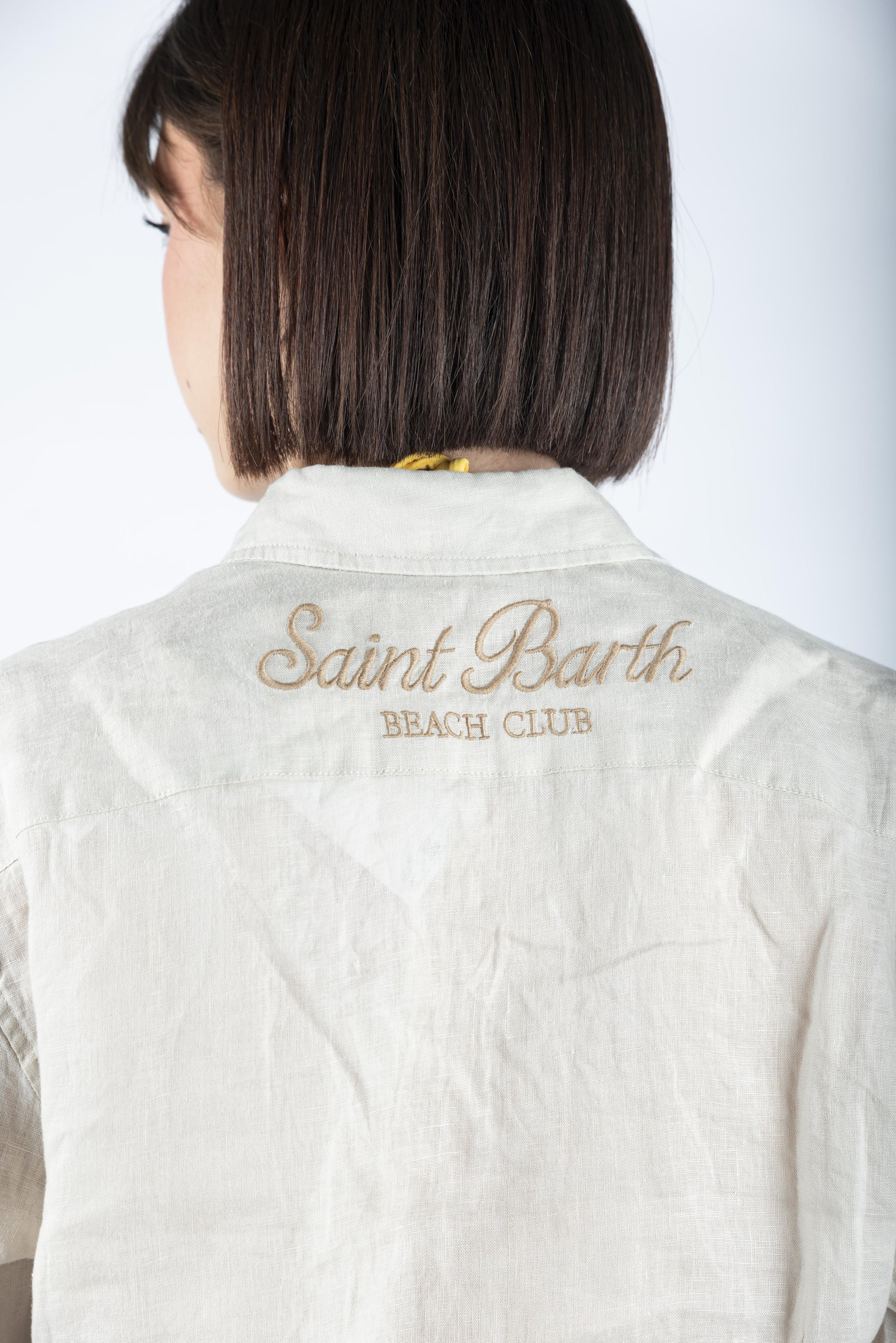 Camicia classica in lino Meredith con ricamo Saint Barth beige MDH001 06258H MC2 SAINT BARTH 