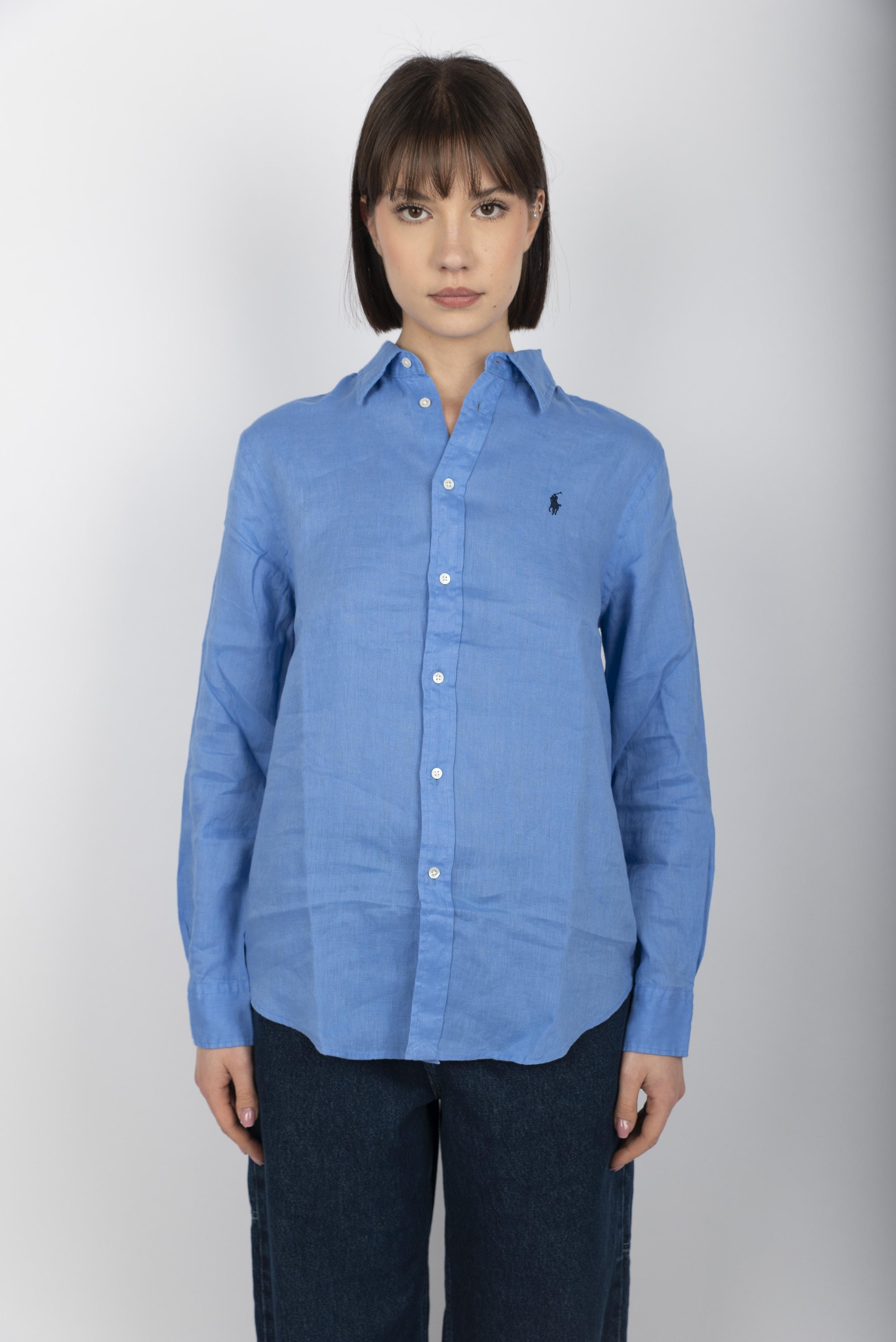 Camicia in lino Classic Fit blu medio 211970730 006 POLO RALPH LAUREN 
