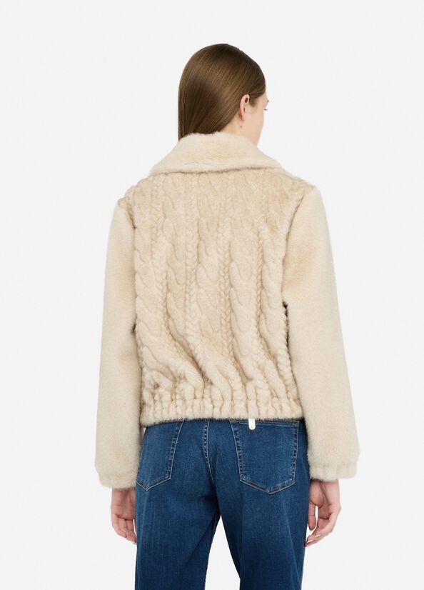 Bomber in teddy con trecce MF5094E1044 W9868 LIU JO WHITE2 