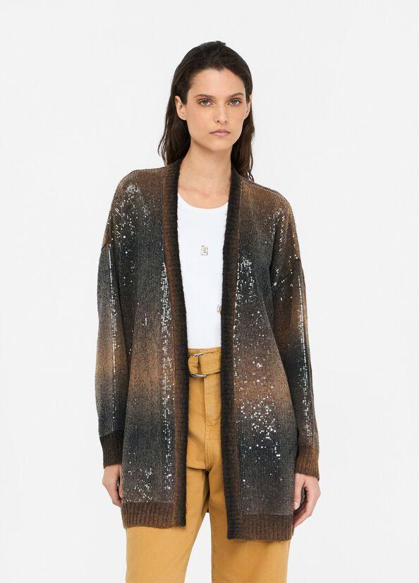 Cardigan lungo con paillettes MF5248MA14R S9472 LIU JO WHITE2 