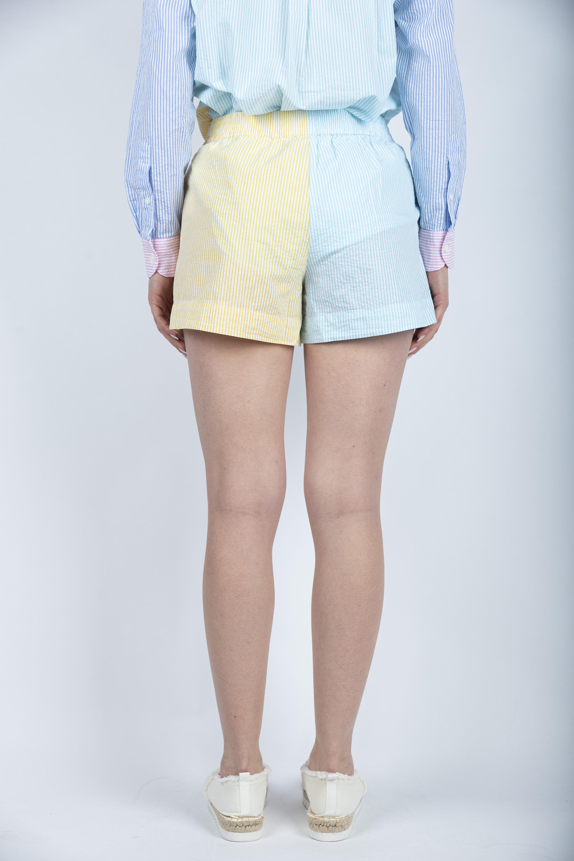 Meave shorts pull up in cotone seersucker con stampa multicolor MEA002 06102H MC2 SAINT BARTH 