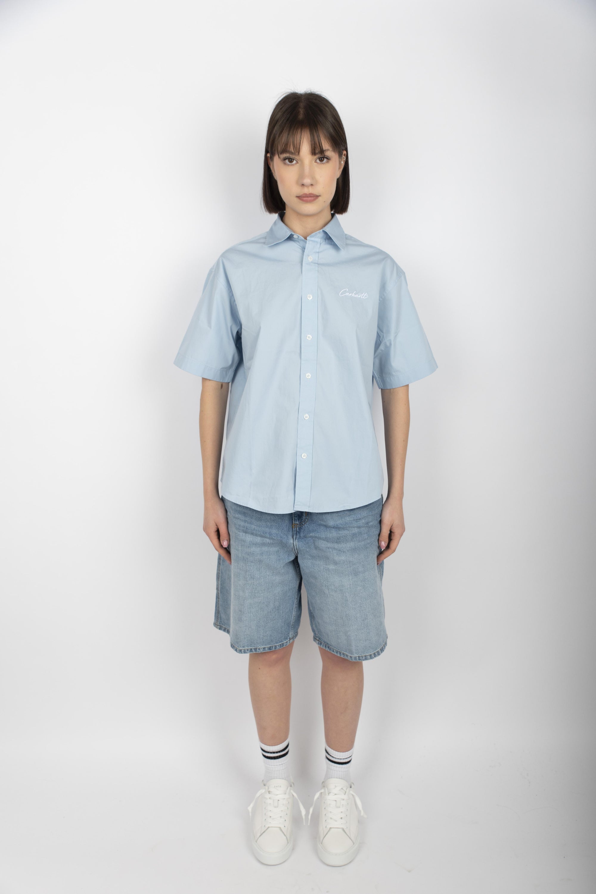 Camicia Women's S/S Jaxon Shirt air sky white  I033080 2QBXX CARHARTT WIP 