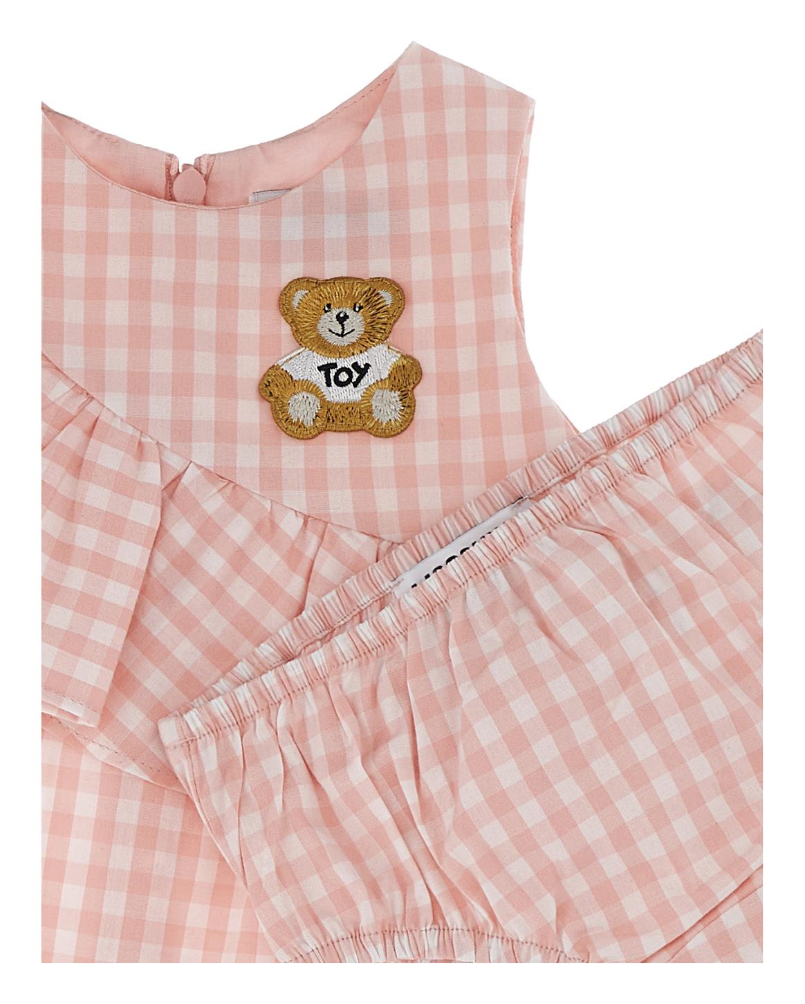 Abito a quadri con scollo rotondo MDV0C3LME05 85010 MOSCHINO BABY 