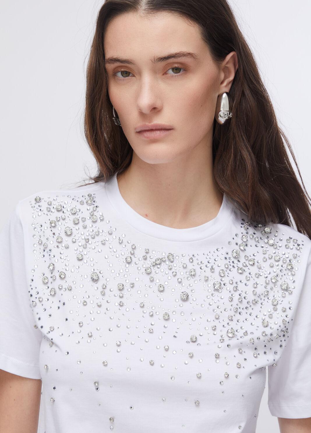 T-shirt con castoni gioiello CA6193J3868 11111 LIU JO BLACK 