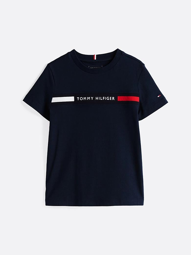 T-shirt con inserto in maglia e logo KB0KB09351T C1G TOMMY HILFIGER 