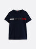 T-shirt con inserto in maglia e logo