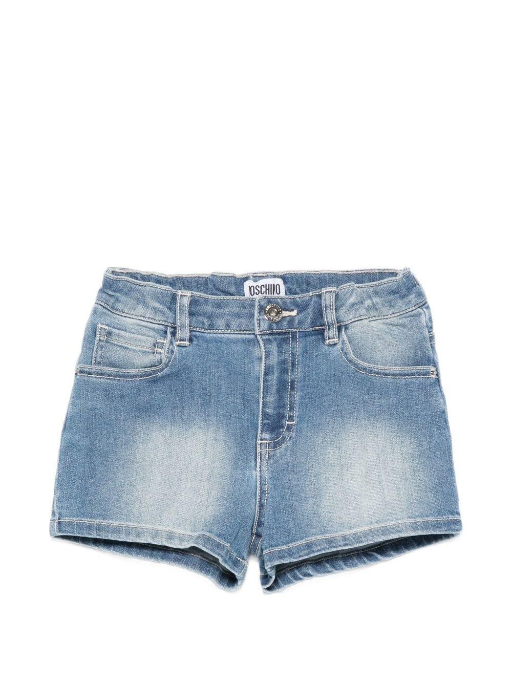 Shorts in denim con stampa grafica sul retro HDQ01XLXE62 40386A MOSCHINO KID 
