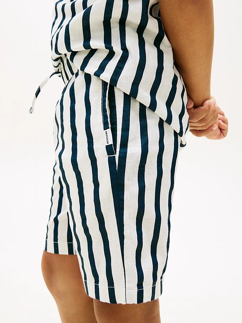 Shorts relaxed fit in misto lino a righe KB0KB10240J C1G TOMMY HILFIGER 