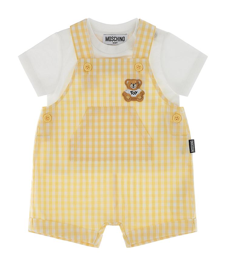 Completo salopette neonato MUG01DLME05 85025 MOSCHINO BABY 