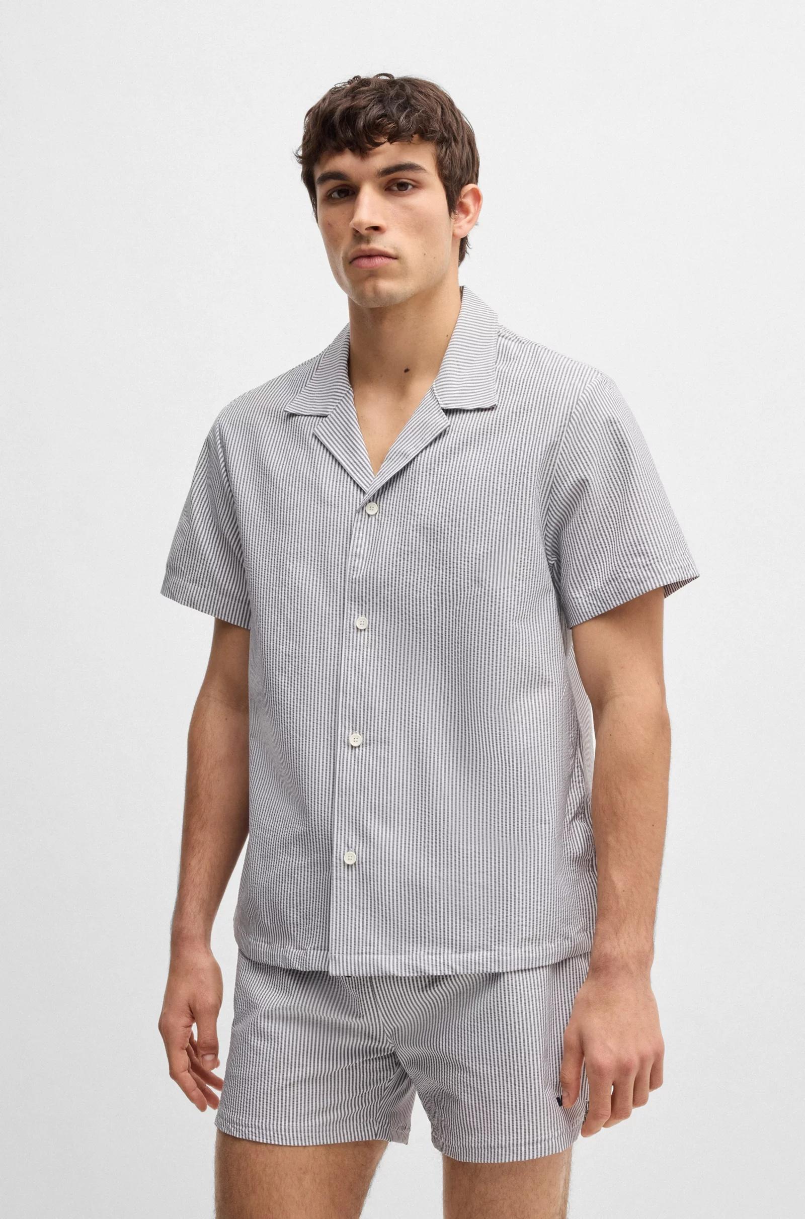 Camicia da spiaggia regular fit in tessuto seersucker 50540037 413 BOSS 