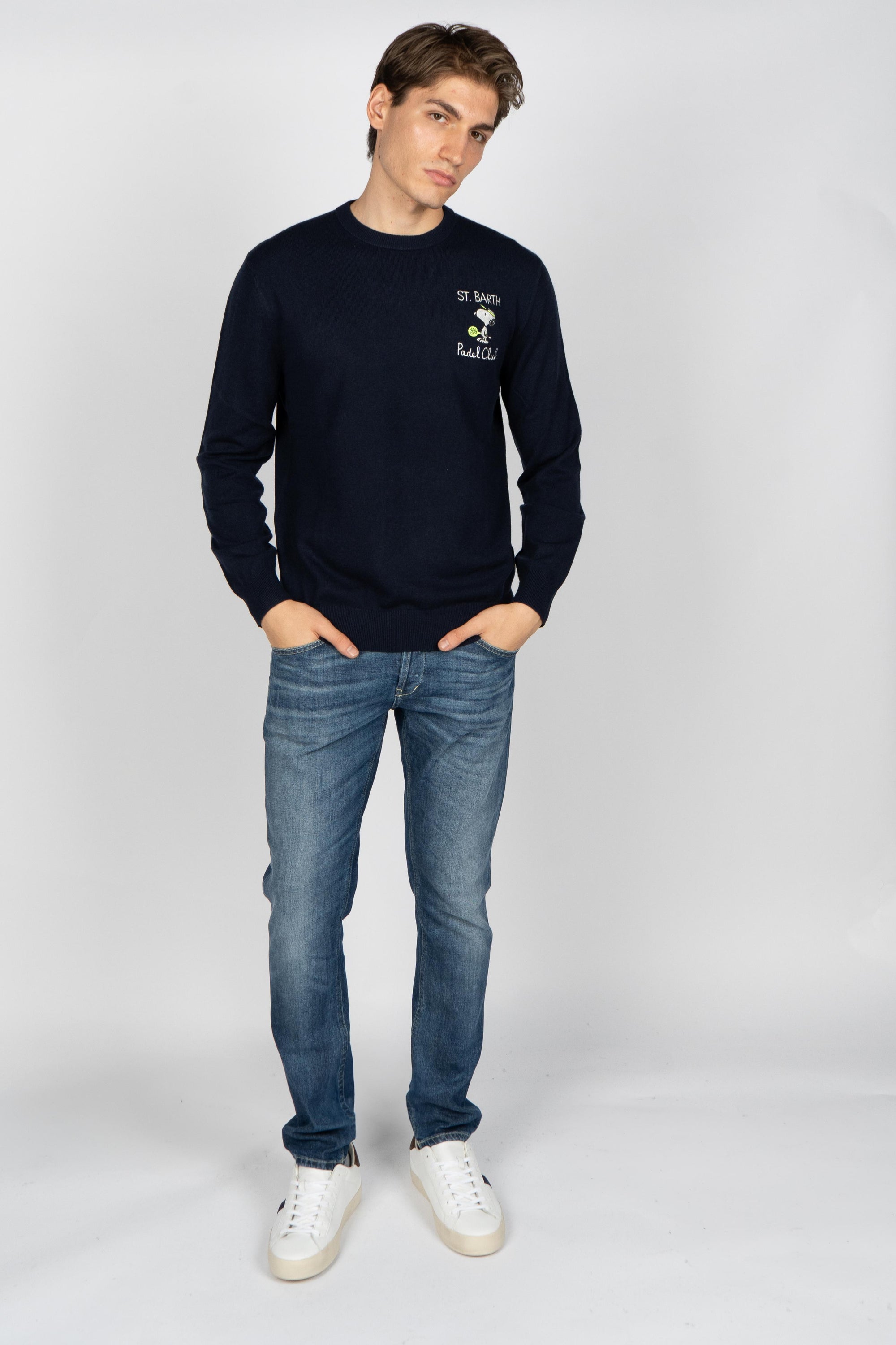 Maglione a girocollo Heron Light con ricamo Snoopy Padel Club HER0024 03103I MC2 SAINT BARTH 