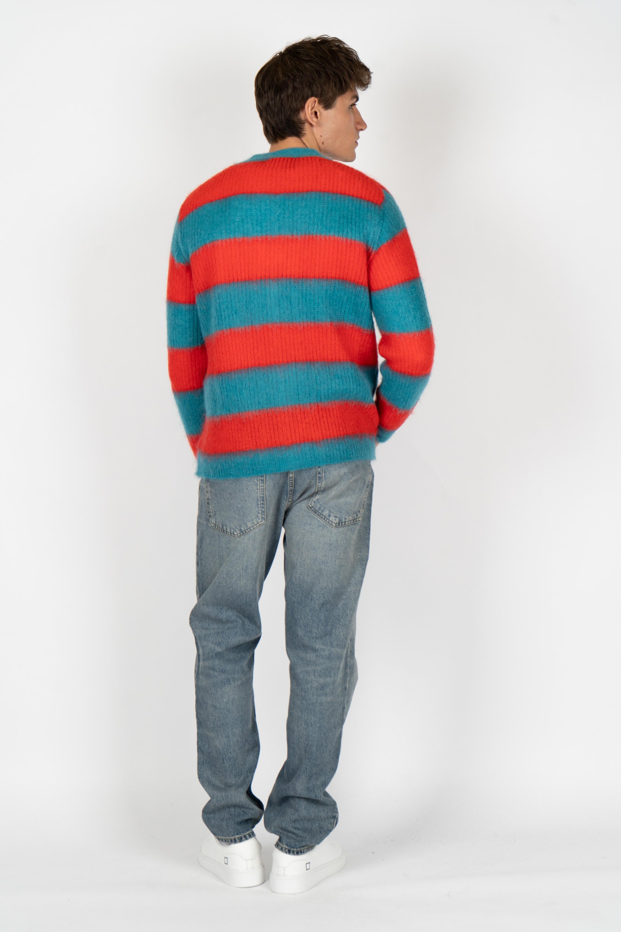 Maglione con motivo a righe B9F0070 FV447 AMARANTO 