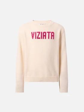 Girocollo Princess in misto cashmere con applicazione strass Viziata PRC0001 01911I MC2 SAINT BARTH 