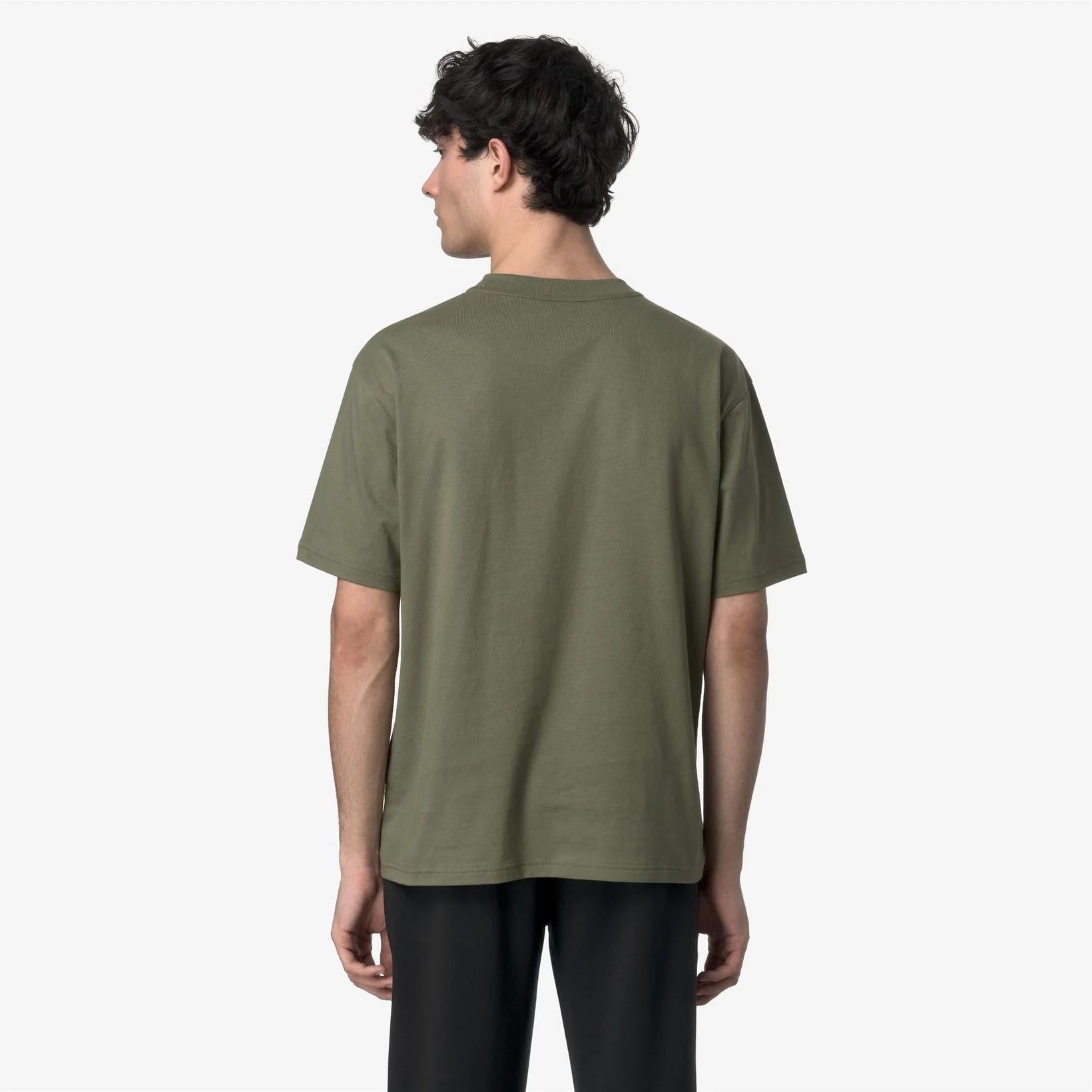 T-shirt casual da uomo in cotone verde militare K3136CW V15 K-WAY 
