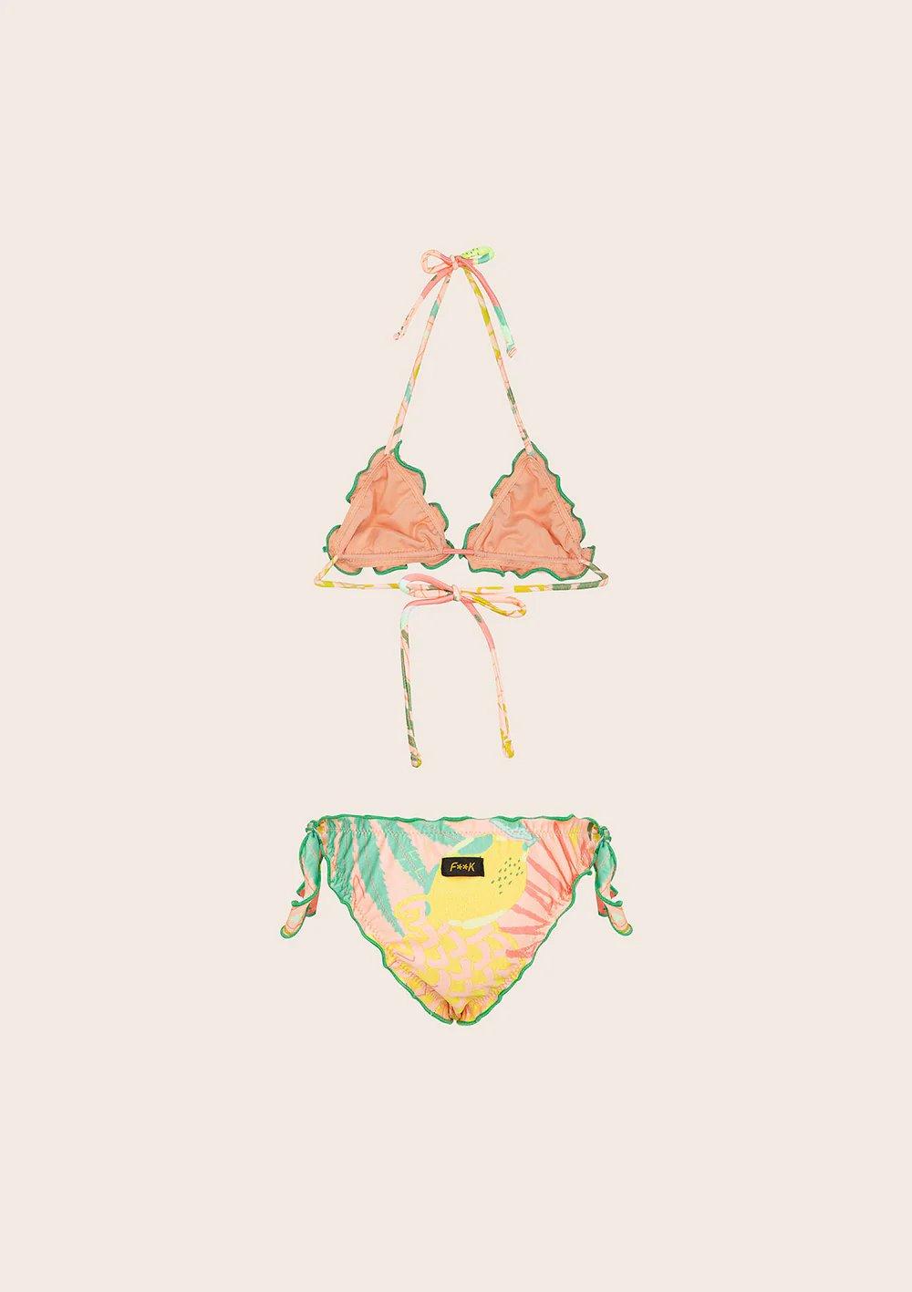 Bikini Bambina Triangolo con Slip Regolabile Fantasia verde G1D10TAX 20 F**K 