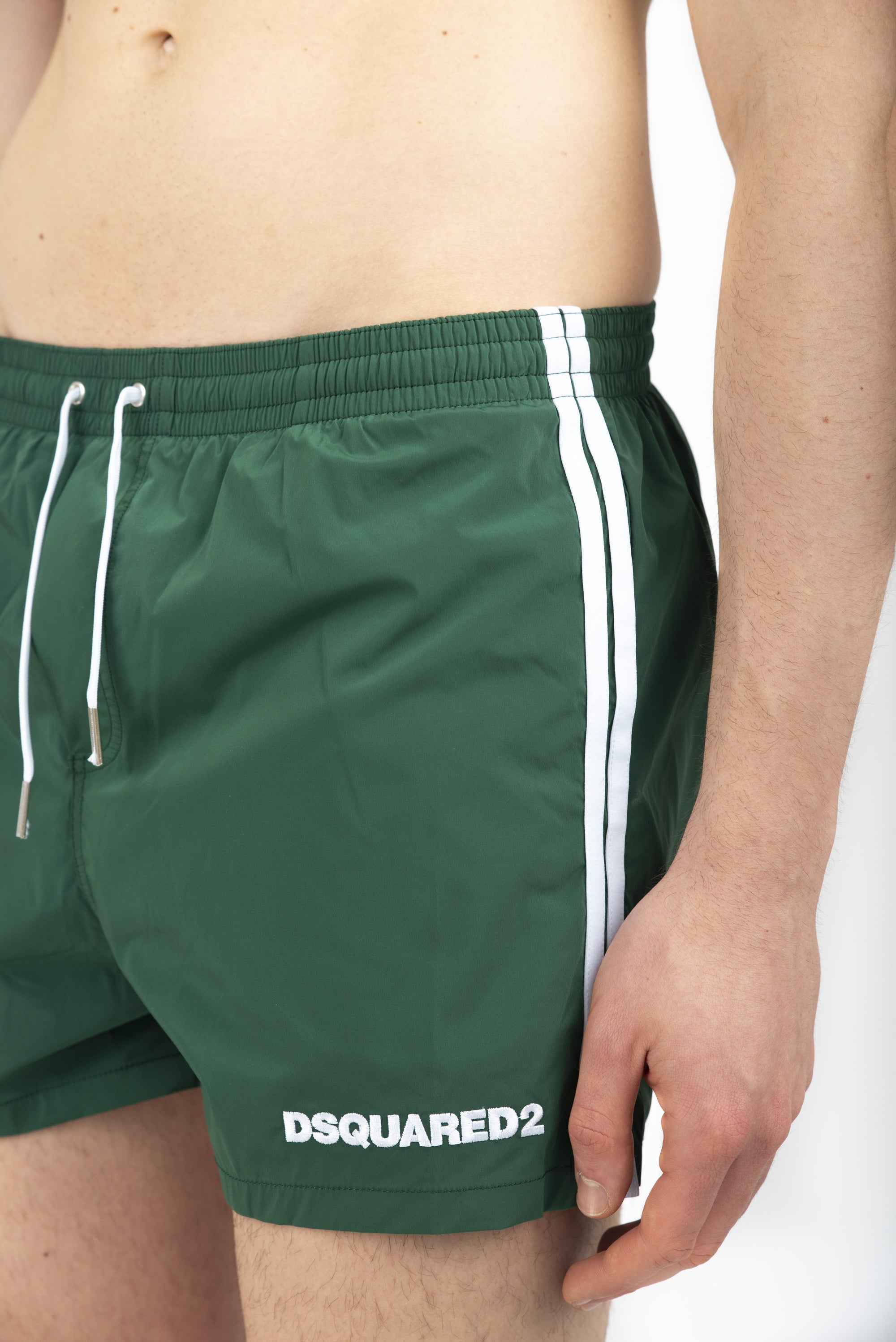 Swim boxer midi boxeur side stripe verde  D7B646140 300 DSQUARED BEACHWEAR 