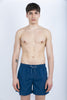 Crinkled navy elastic waist short swimsuit