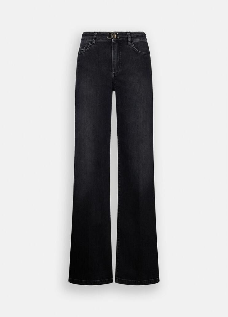 Jeans flare con cintura UF5100D0264 87451 LIU JO BLUE DENIM 