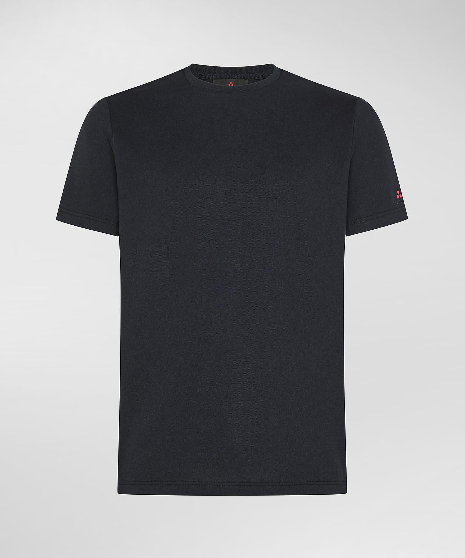 Zole 02 T-Shirt in Piquet stretch di cotone e seta blu grafite PEU5470 215 PEUTEREY 