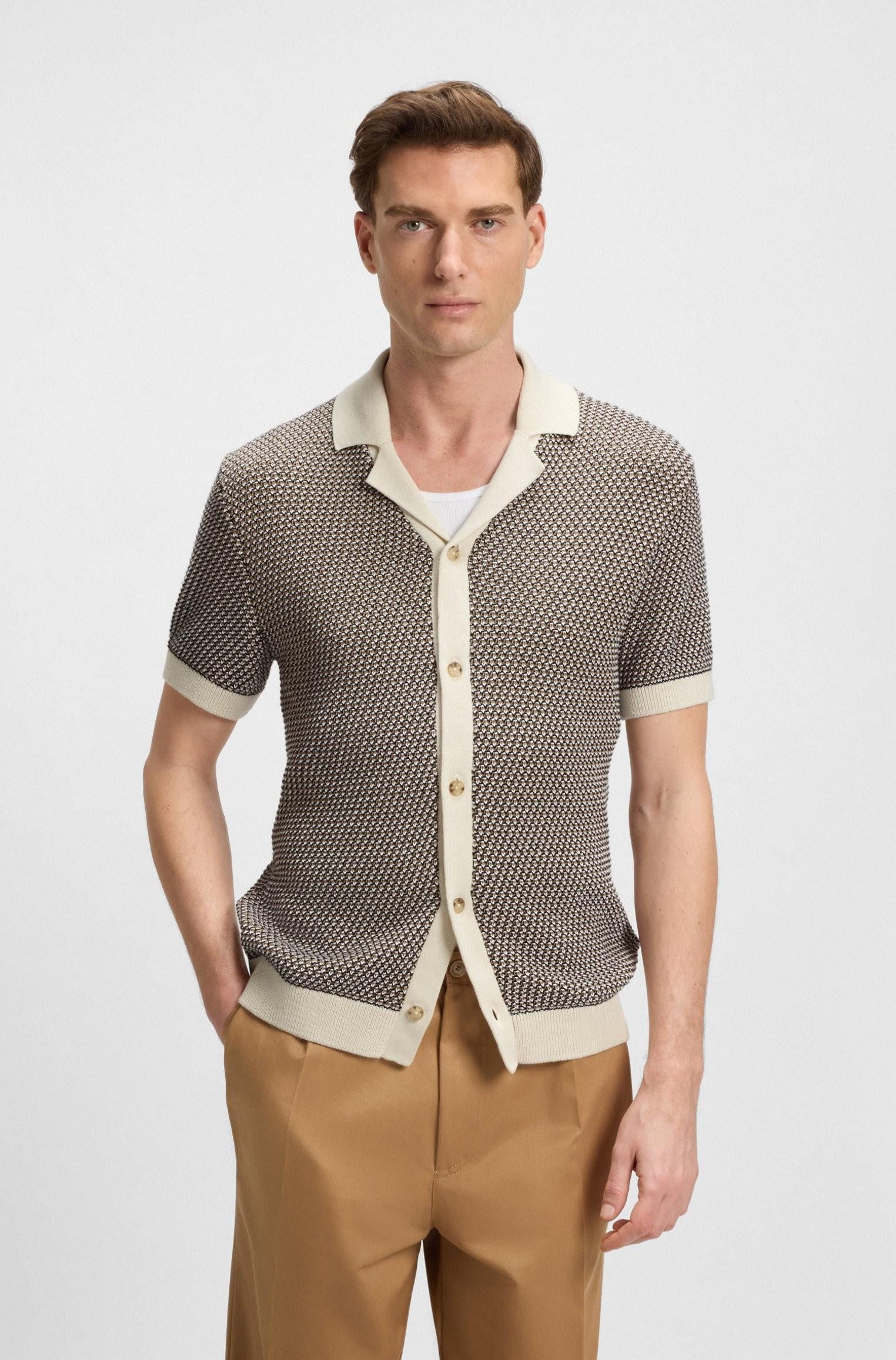 Cardigan in maglia regular fit in cotone 50543163 131 BOSS 