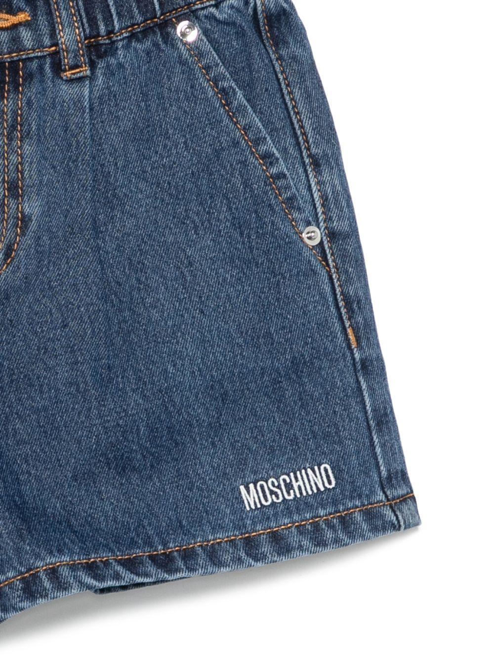 Shorts denim con logo ricamato HDQ024L0E35 41104 MOSCHINO KID 