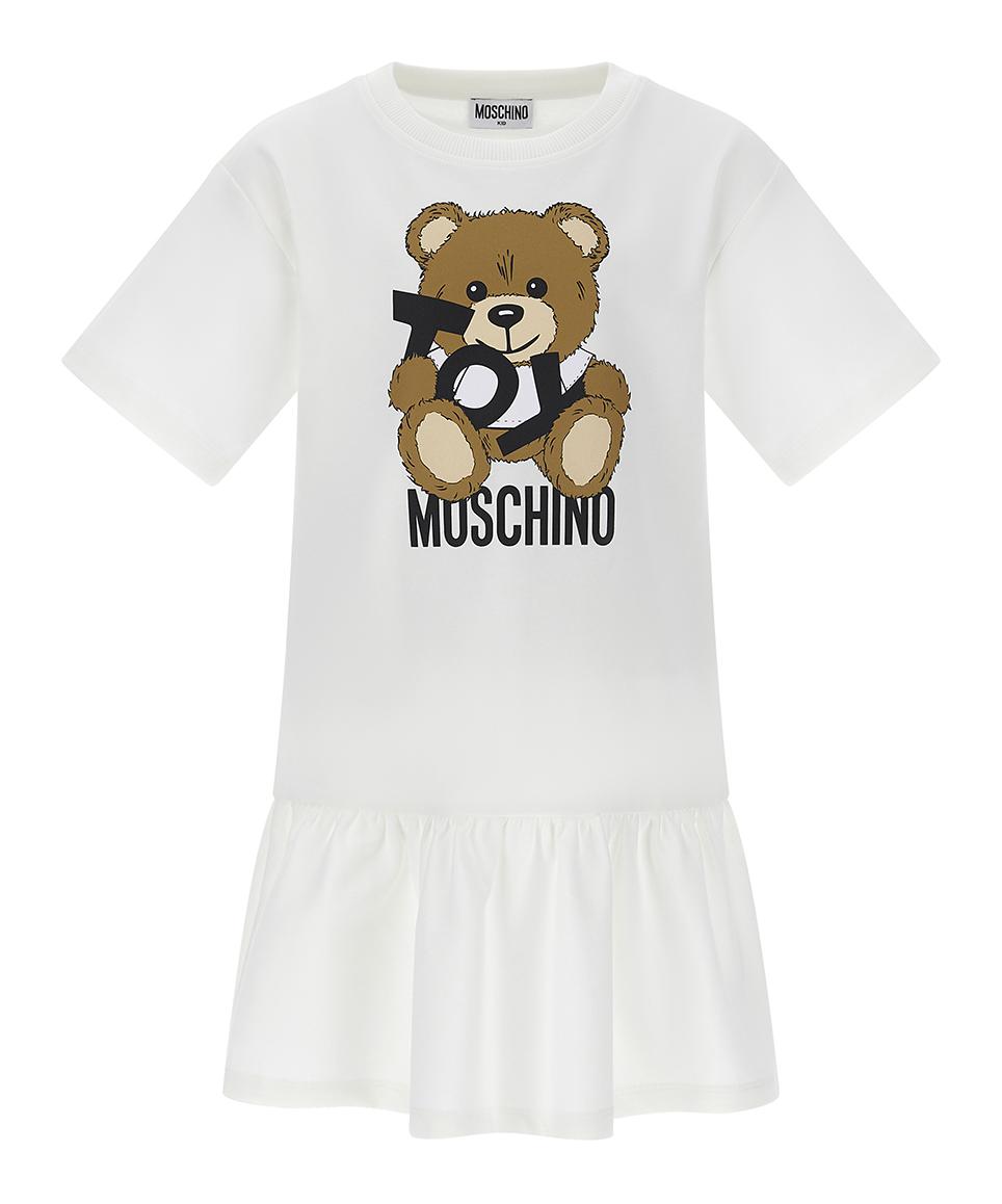 Abito Teddy Bear con ruches HDV0GBLCA19 10101 MOSCHINO KID 
