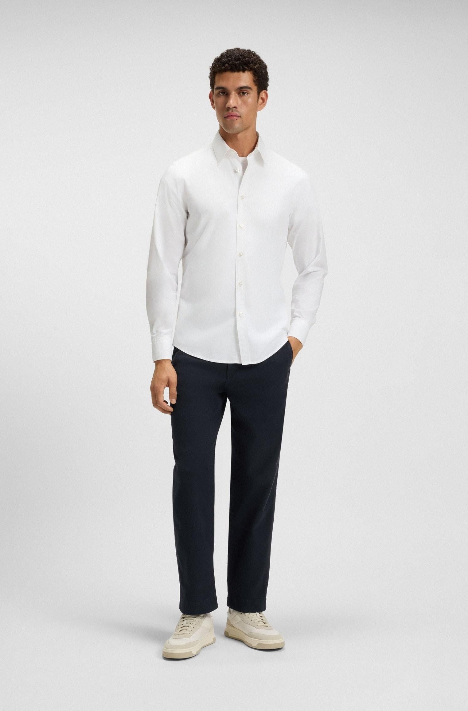 Pantaloni straight fit in twill di cotone elasticizzato 50542911 404 BOSS 