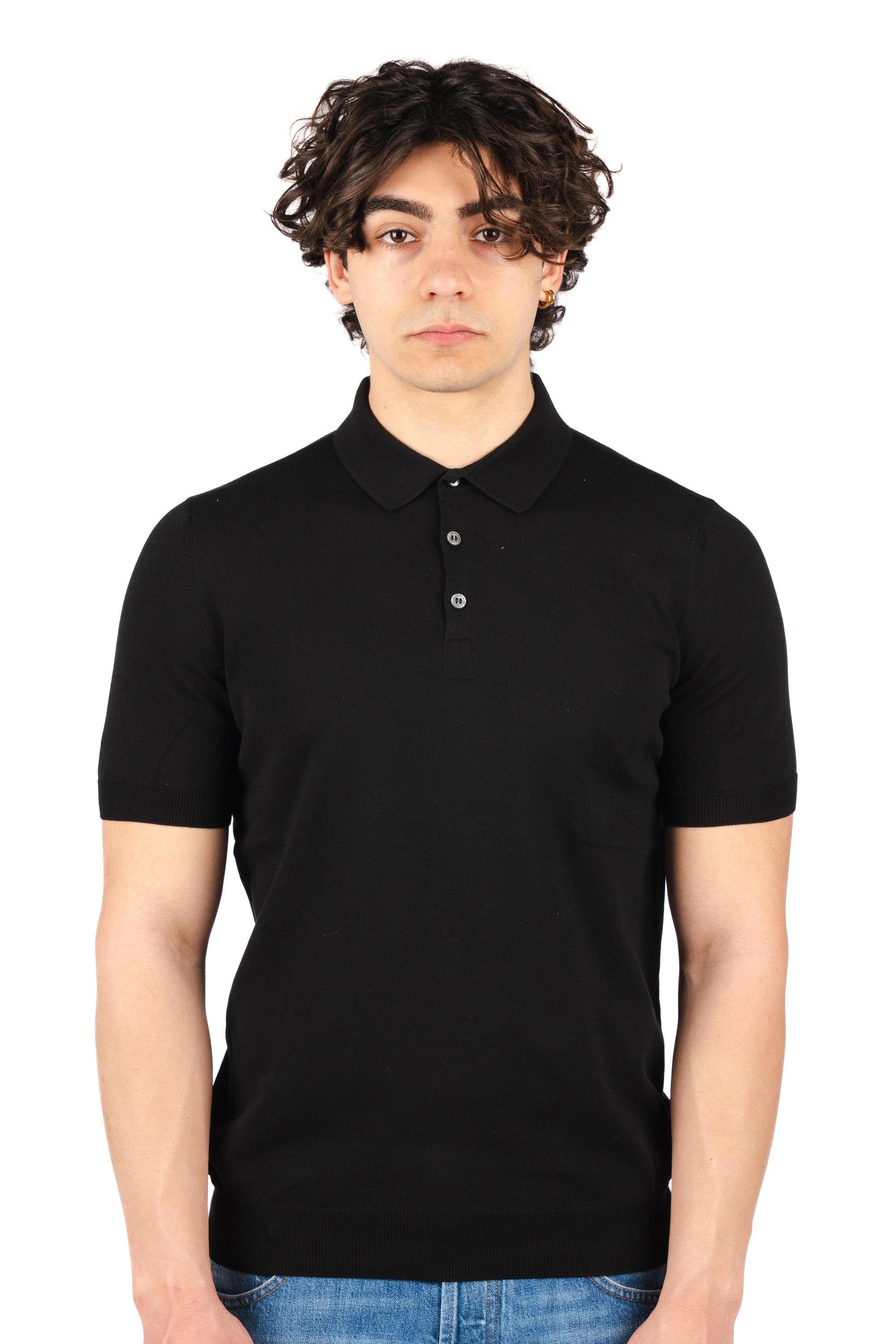 Polo in maglia fresh cotton nero 57119/20615 099 GRAN SASSO 