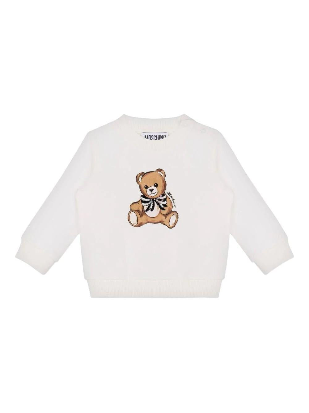 Felpa per neonata con motivo Teddy Bear MFF02KLDA16 10063 MOSCHINO BABY 