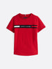 T-shirt con inserto in maglia e logo
