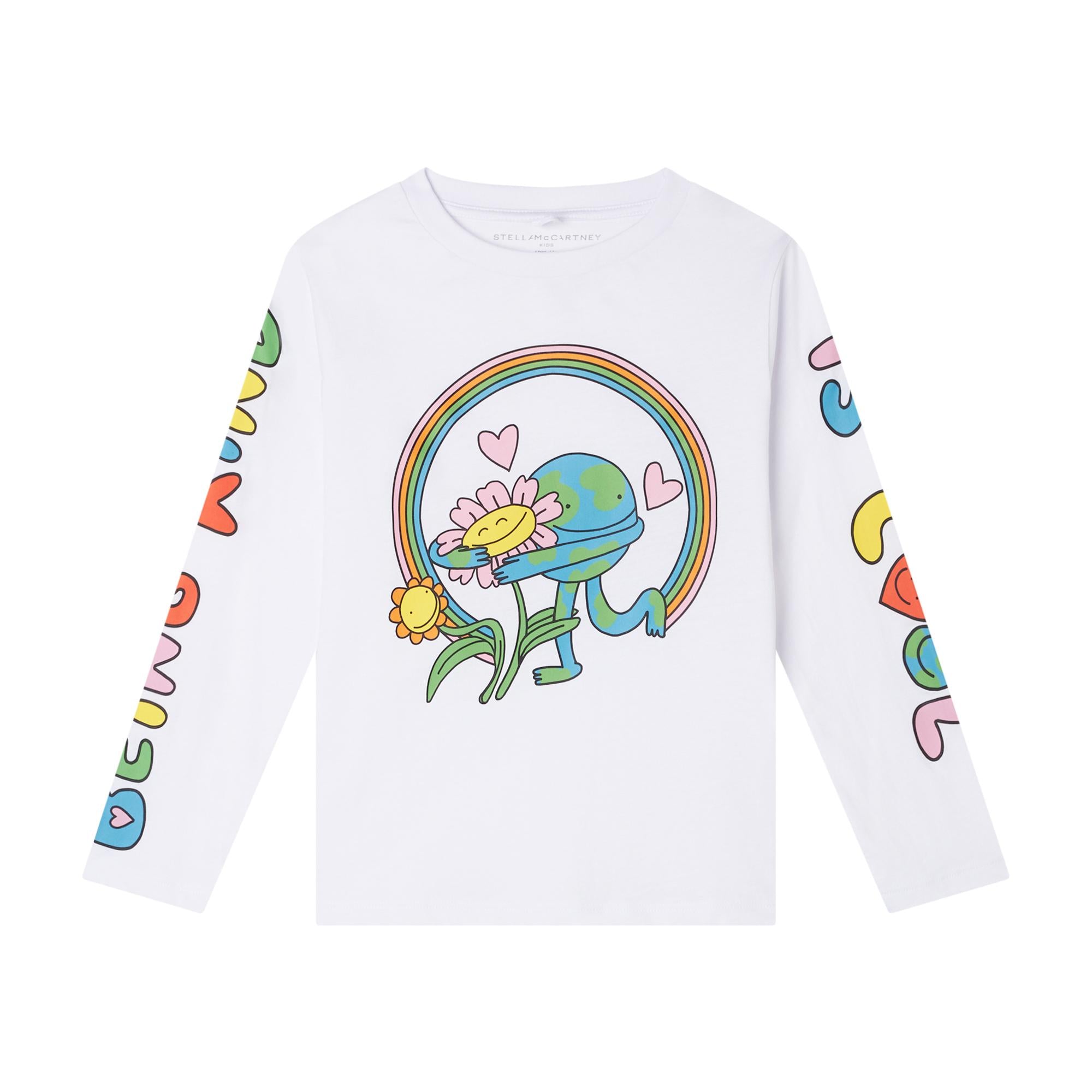 T-shirt a Maniche Lunghe con Grafica Amici della Terra TX8A00Z0434 100 STELLA MCCARTNEY 
