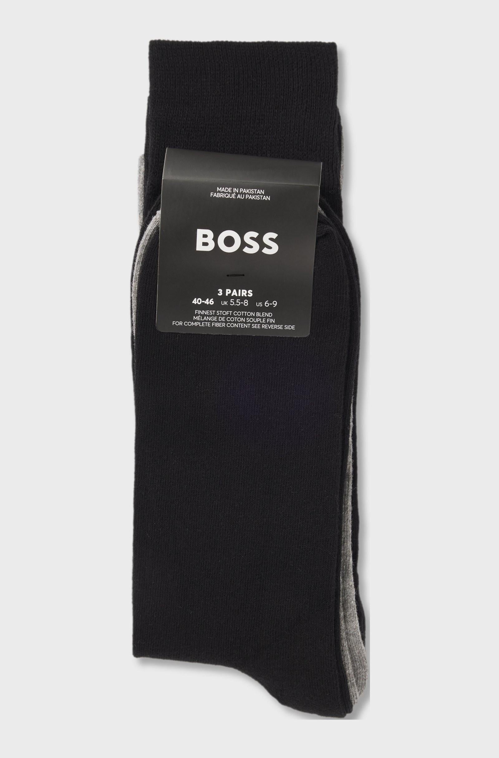 Calze ad altezza regolare con logo in confezione da tre 50547840 001 BOSS 
