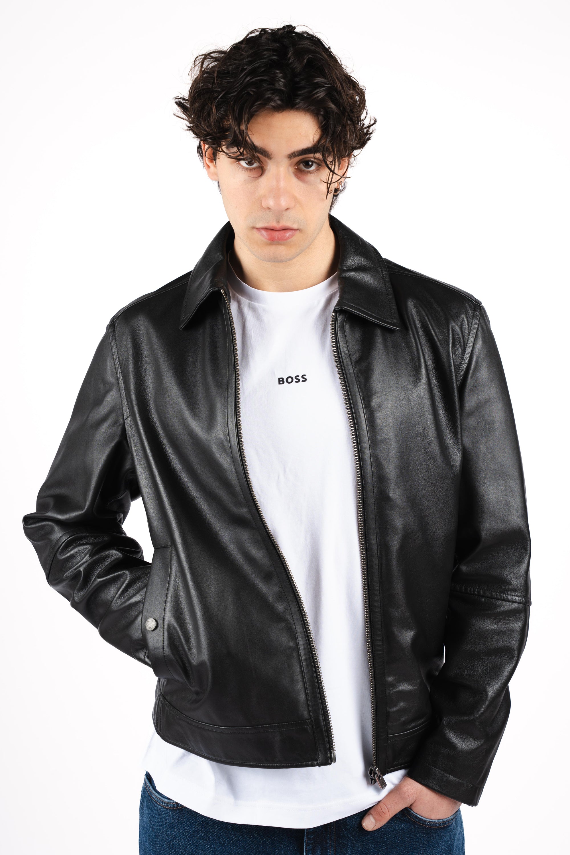 Giubbotto regular fit in nappa 50552141 001 BOSS 
