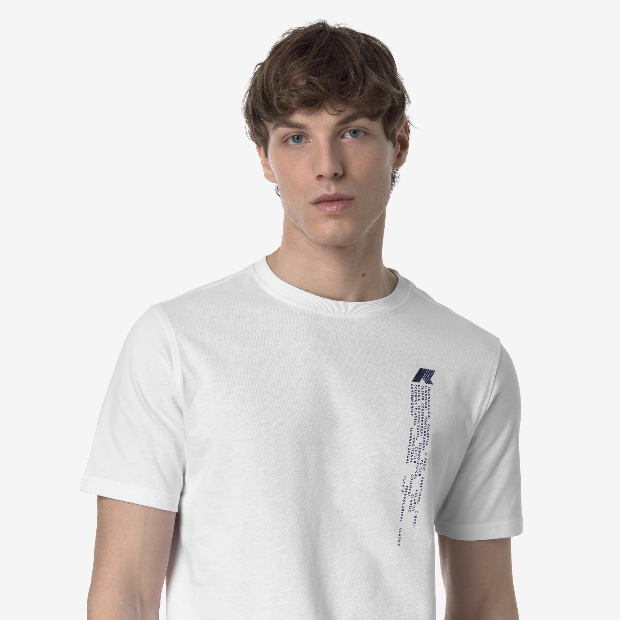 T-shirt casual da uomo in cotone bianco  con stampa grafica K3138MW 001 K-WAY 