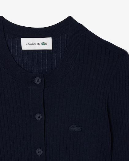 Cardigan in maglia di lana merinos a coste AF4141 166 LACOSTE 