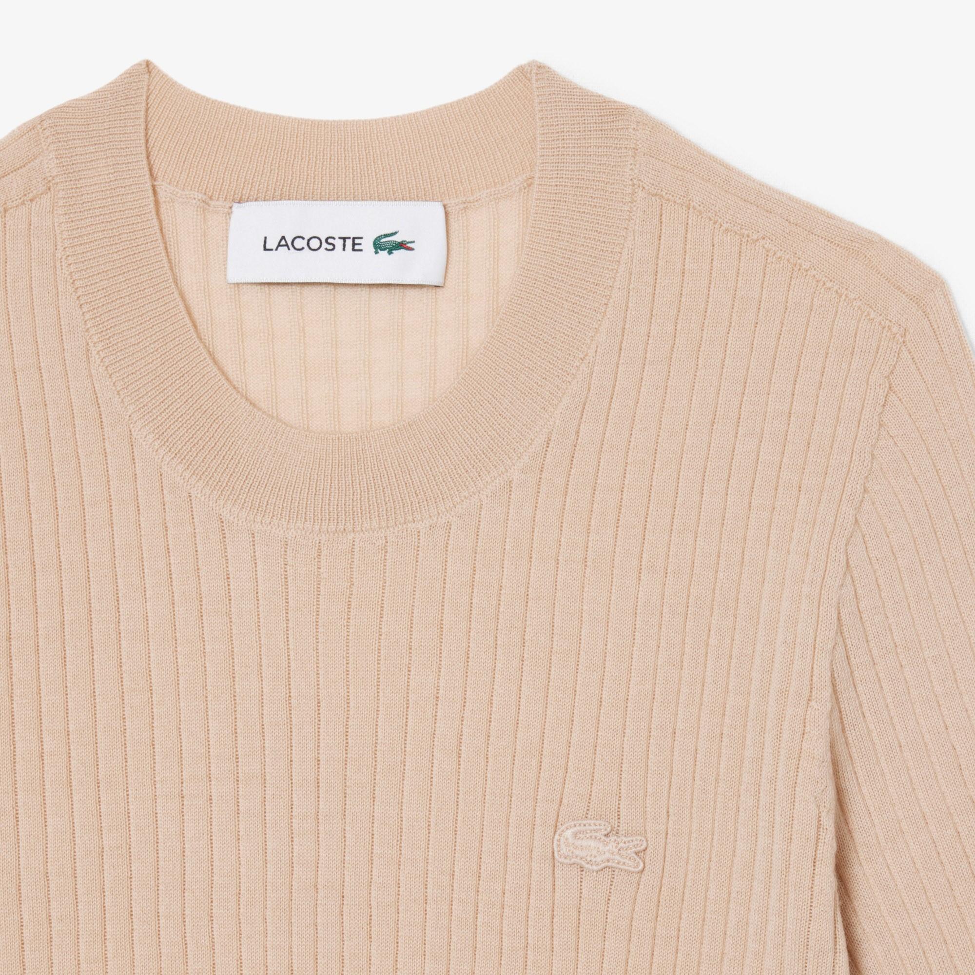 Maglione a maniche corte in lana merinos a coste AF4146 X6F LACOSTE 