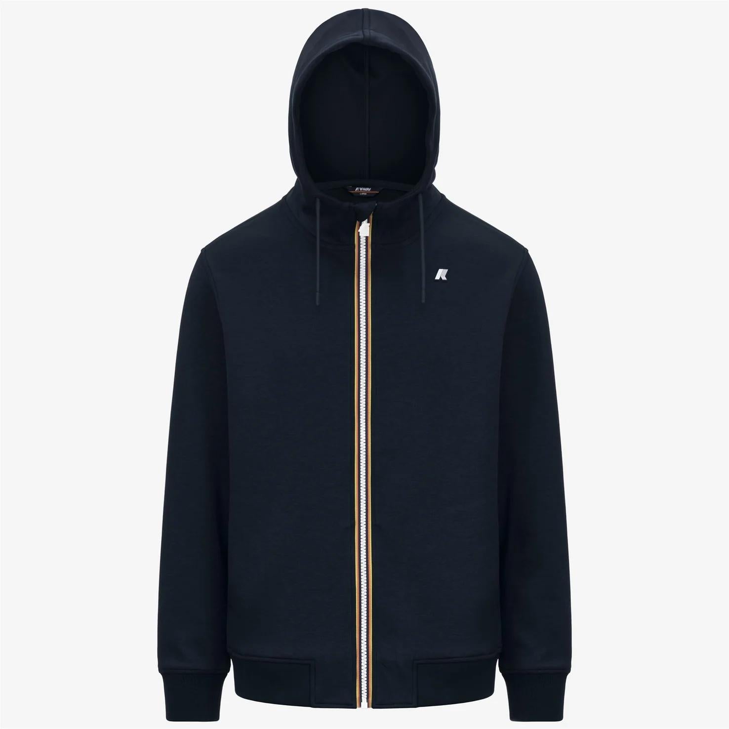 Giacca in caldo pile da uomo blu con cappuccio regolabile K1151UW K89 K-WAY 