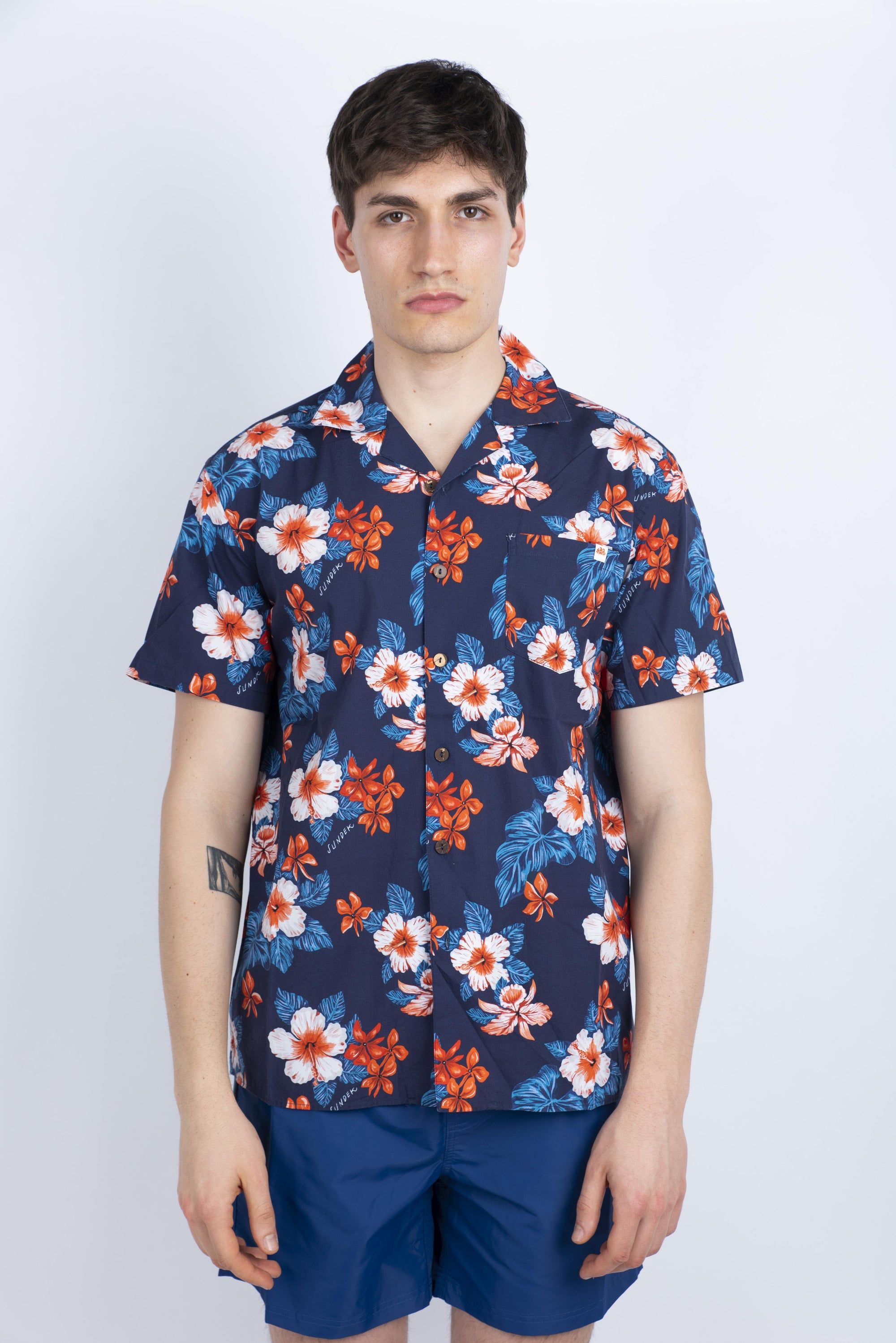 Camicia modello Bowling con stampa navy M817SHPI800 0078B SUNDEK 