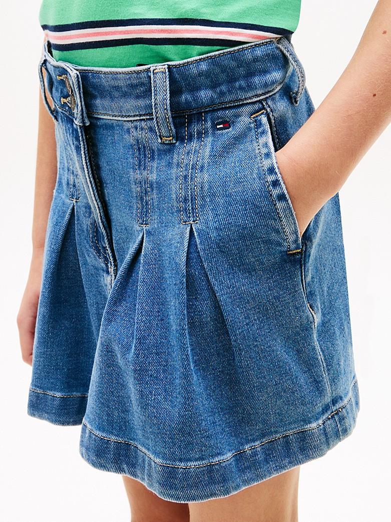 Gonna in denim con pieghe KG0KG09251T 1BK TOMMY HILFIGER 