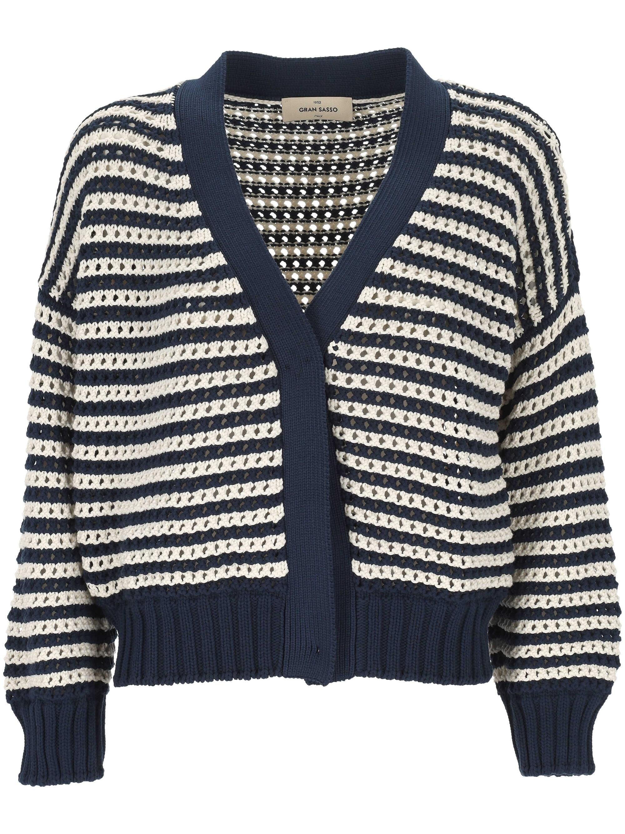 Cardigan a maglia traforata a righe 10220/18420 598 GRAN SASSO 