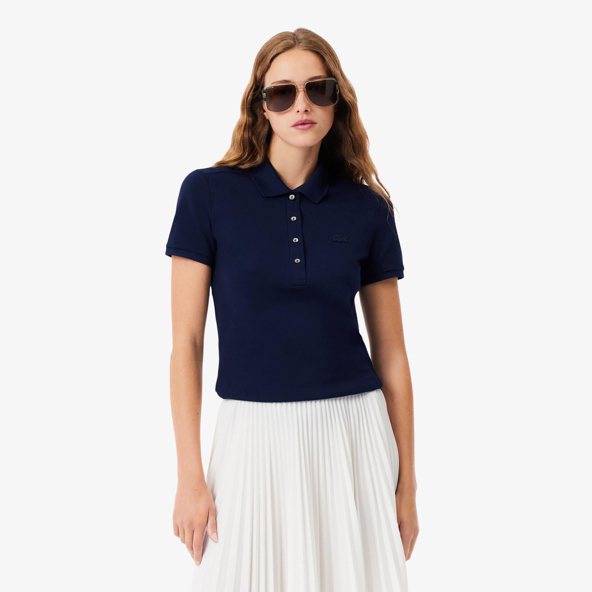 Polo da donna in piqué di cotone stretch Lacoste slim fit PF5462 166 LACOSTE 