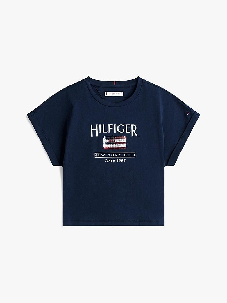 T-shirt relaxed fit con paillettes KG0KG08525J C1G TOMMY HILFIGER 
