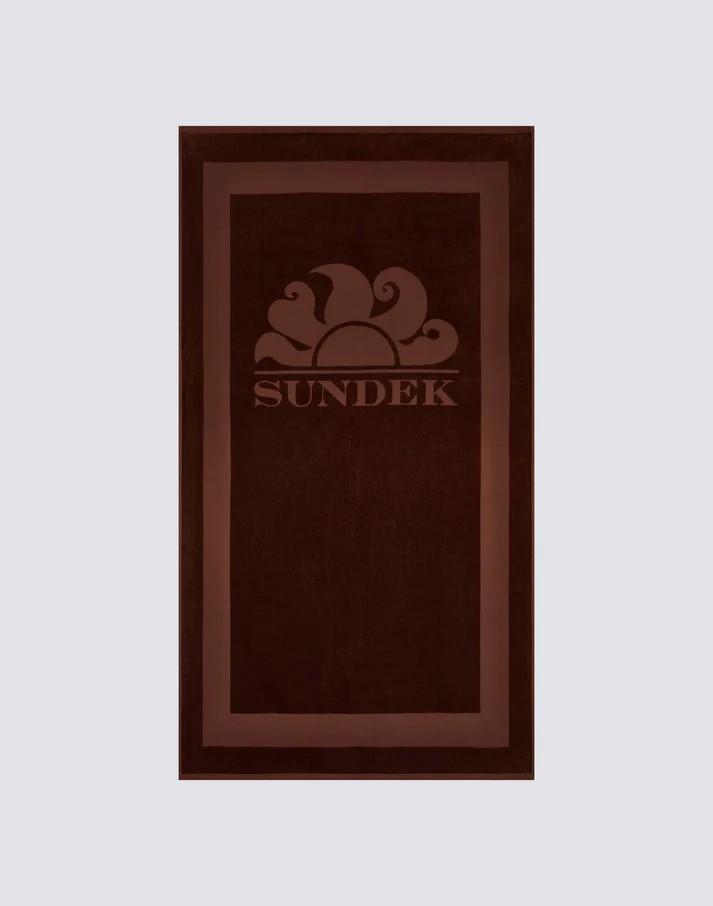 Telo in spugna Jacquard con logo e cornice AM372ATC1000 B0300 SUNDEK 