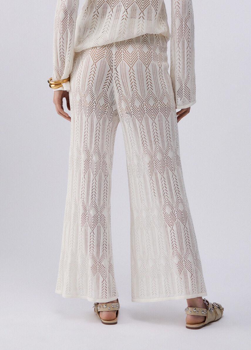 Pantaloni in maglia traforata WA6334MS007 10701 LIU JO WHITE1 