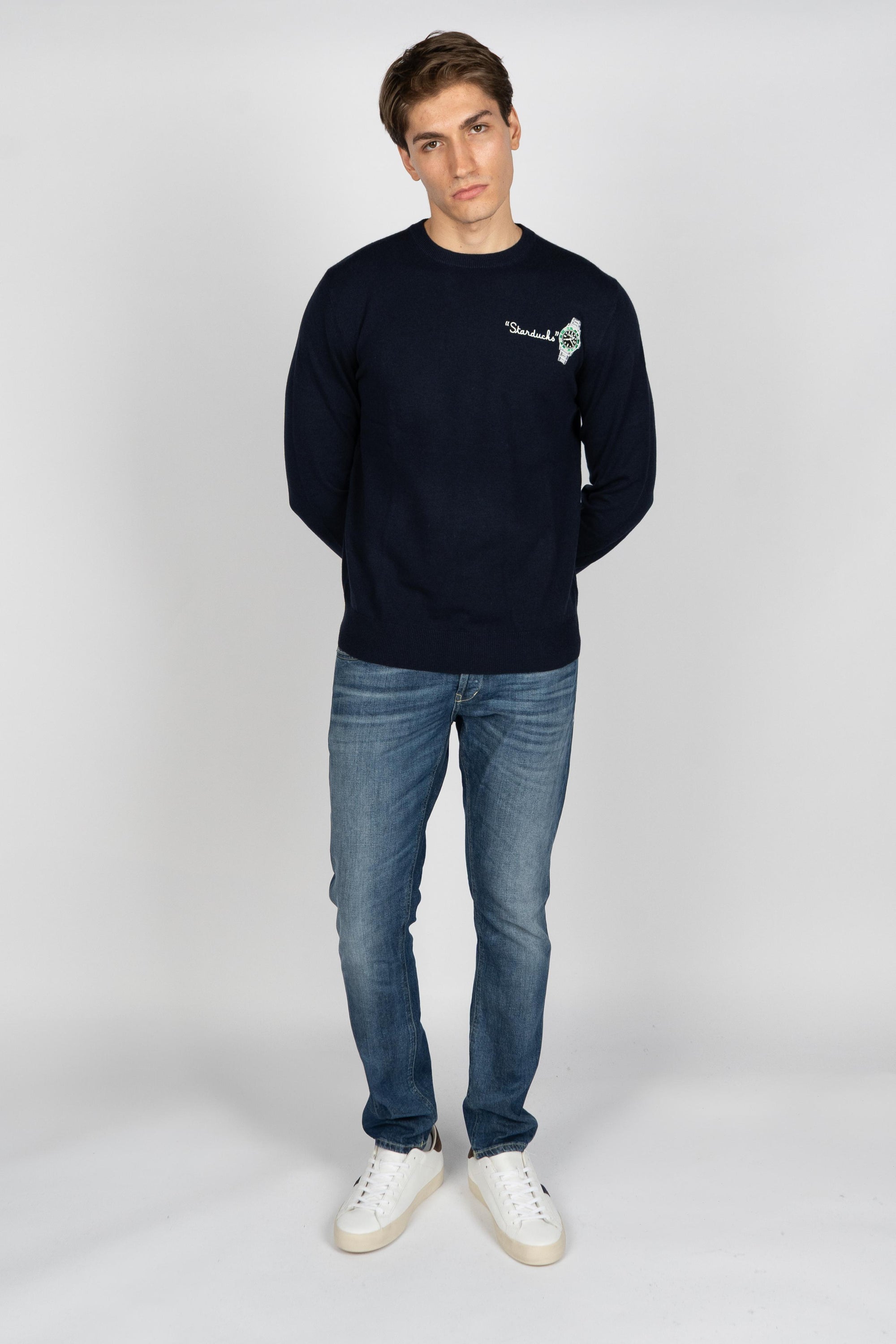 Maglione a girocollo Heron Light con ricamo Sturducks HER0024 03129I MC2 SAINT BARTH 