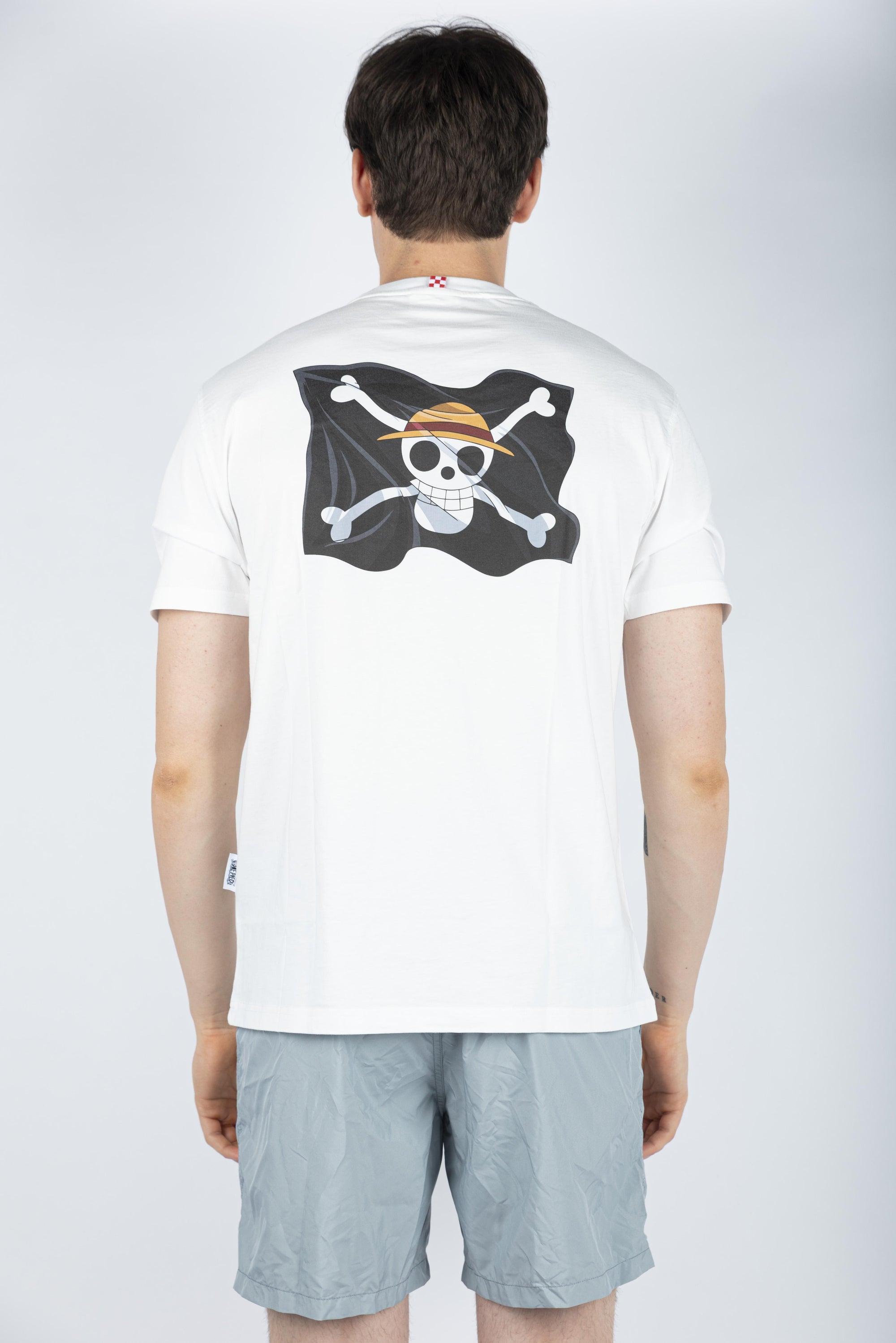 T-shirt in cotone con ricamo One Piece Luffy bianco Special Edition TSHM001 04480H MC2 SAINT BARTH 