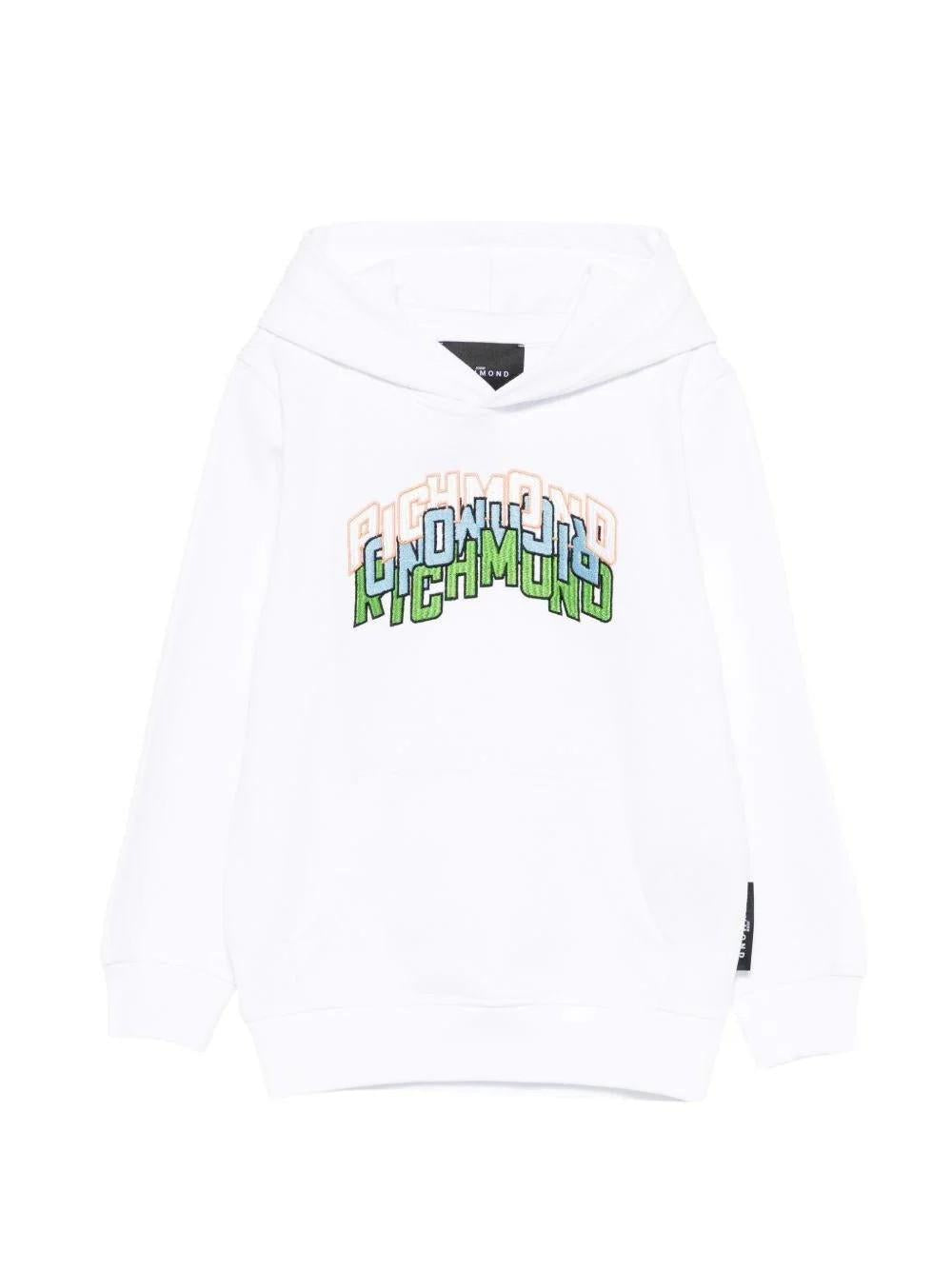 Felpa con applicazione logo RBP26040FE WHITE RICHMOND 