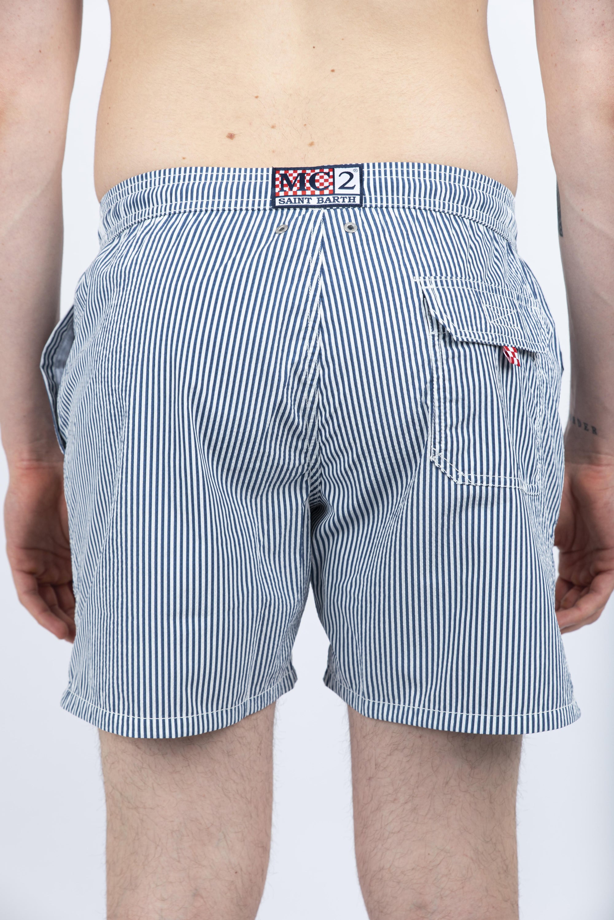 Costume classico leggero Patmos a righe blu PATM001 01652H MC2 SAINT BARTH 